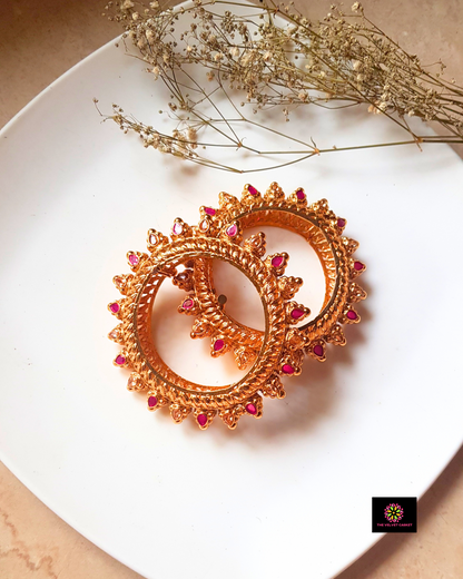 Ahvi : Copper Dual Tone Beaded Kadas (2.6)