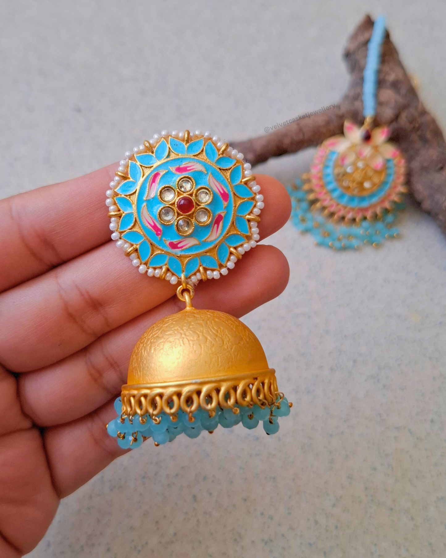 Veda Brass Meenakari Jhumki