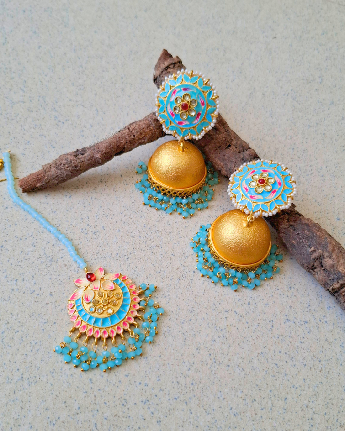 Veda Brass Meenakari Jhumki