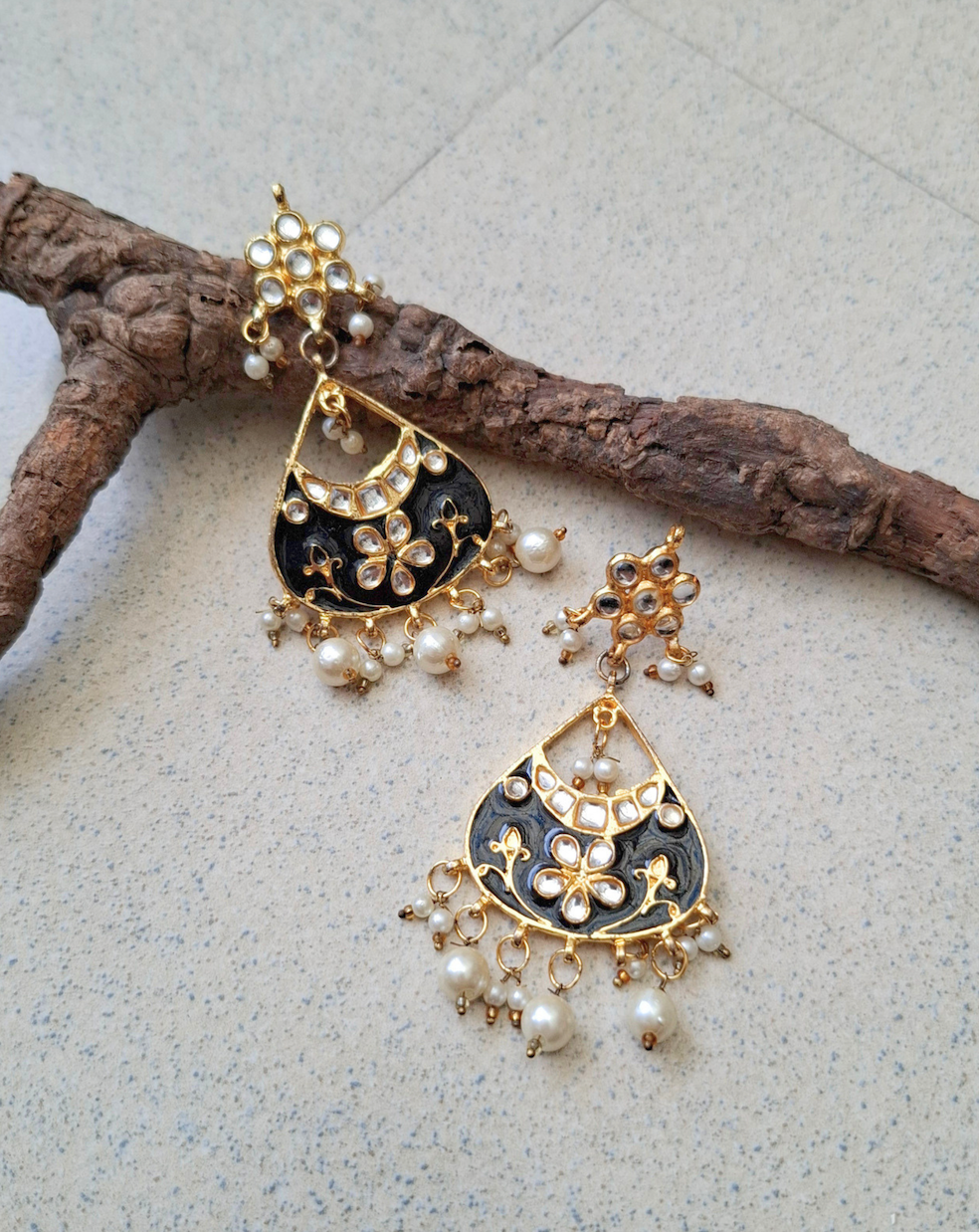 Kundan Meenakari Earrings Maangtika Set
