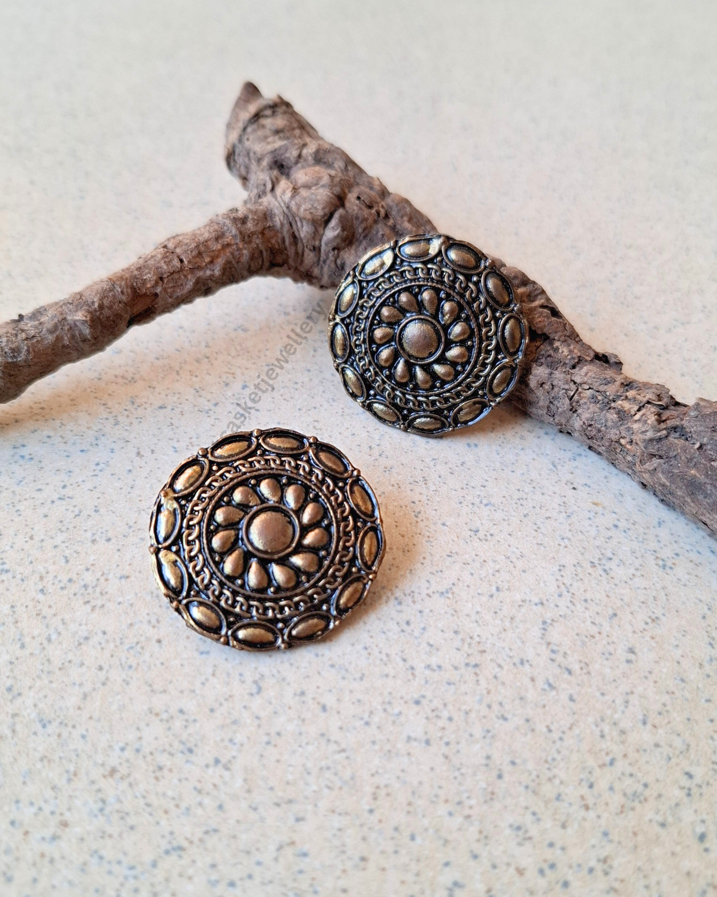 Golden Dial Embellished Large Studs