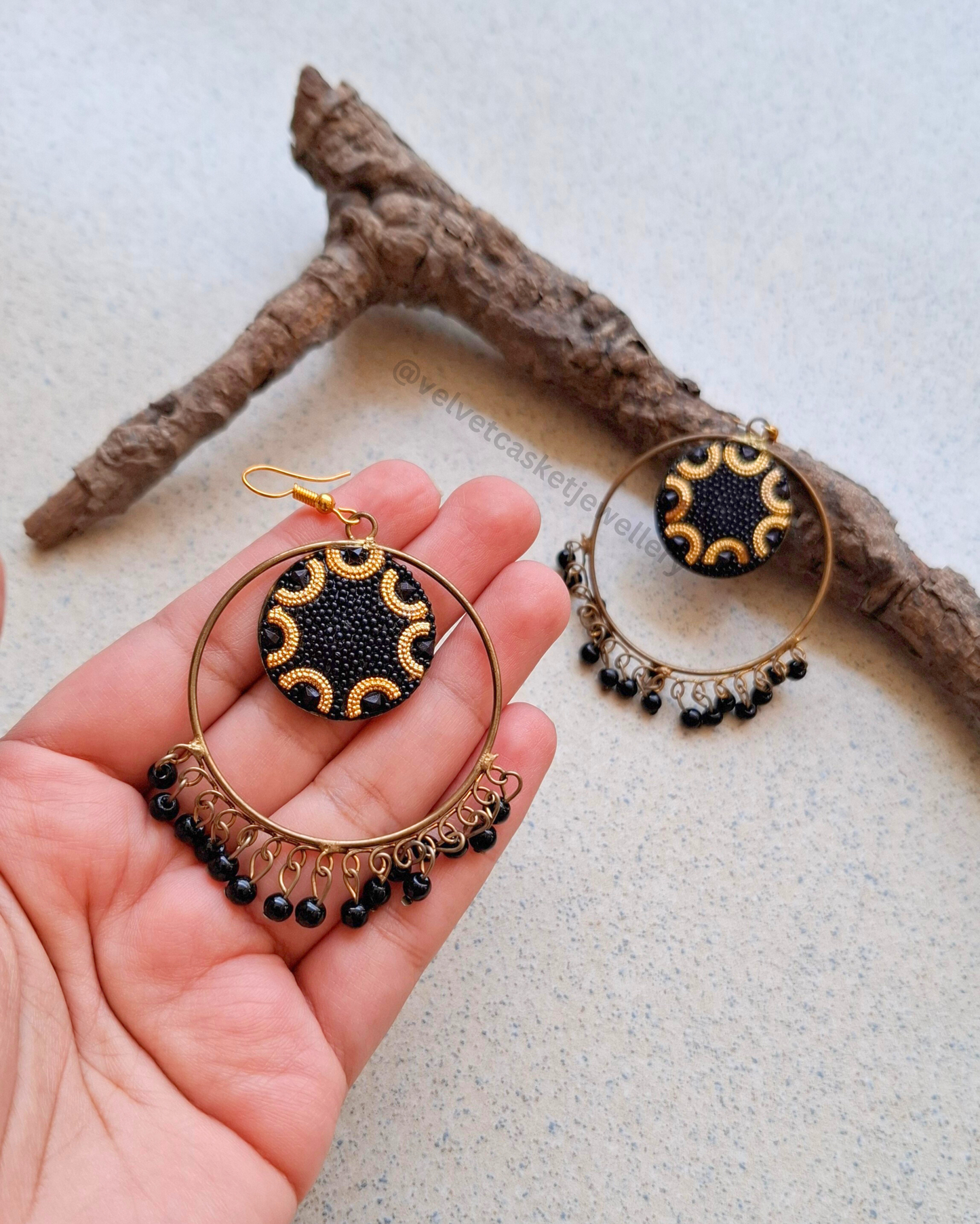 Black golden Earrings